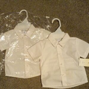 2 PACK -Petit Ami white short sleeve shirt boys unisex #2598S, 9M, 2 SHIRTS